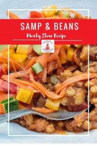 For a rich twist to this traditional South African dish, try my stew version of a classic: a yummy and comforting Samp and beans recipe with meat.