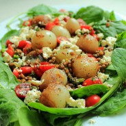 Caramelised baby onion, rosa tomato and lentil salad